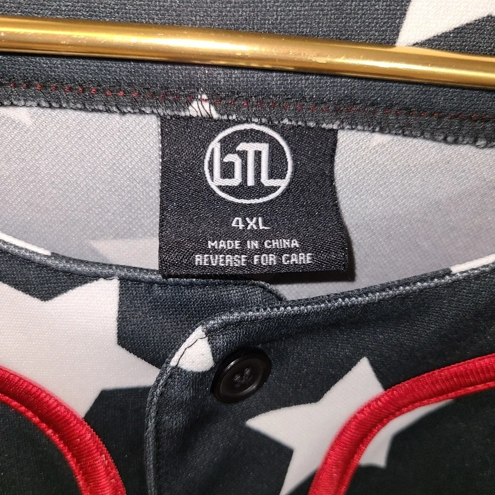 BTL Beyond The Limit Mens Button Up‎ Short Sleeve Stars Baseball Jersey 4XL